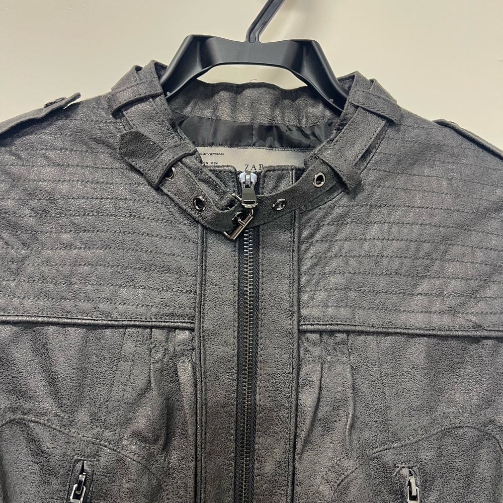 Zara Basic Short Sleeve Jacket, Size Small, Dark … - image 6